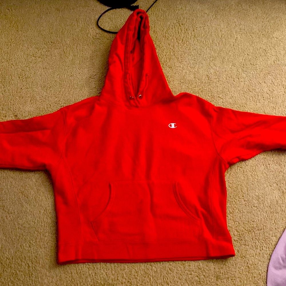 Red champion hoodie